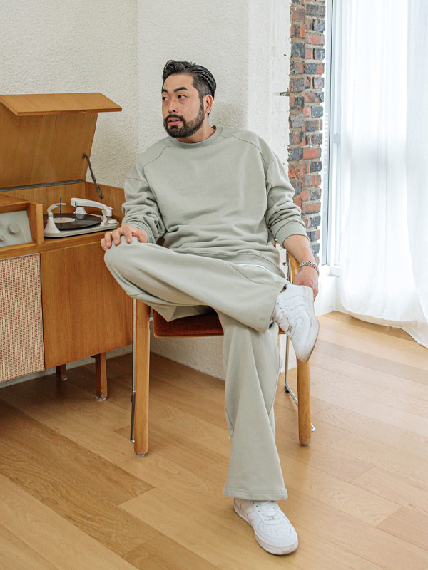 (L-5XL)<BR>레디버 切口 一对一交流+카티나 松紧带 运动服裤子