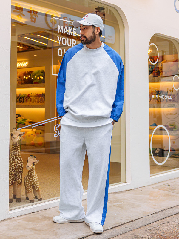 (L-6XL)<BR>오이바 配色 广泛的 松紧带裤