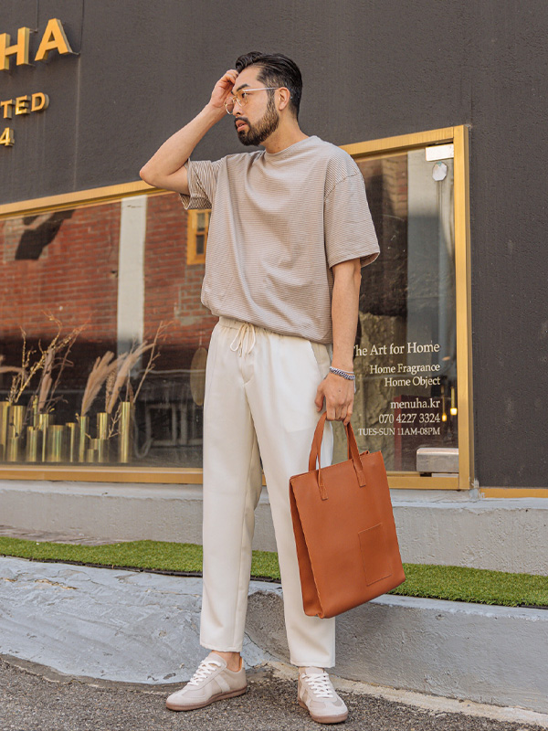 (S-2XL)<BR>얼라인 松紧带宽松裤