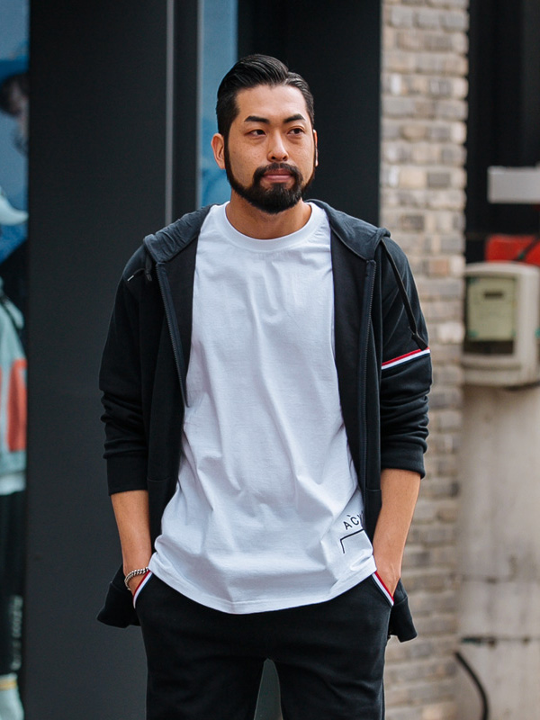 (2XL-3XL)<BR>잡아준다면 带帽拉链+어려보여 3줄슬림밴딩팬츠