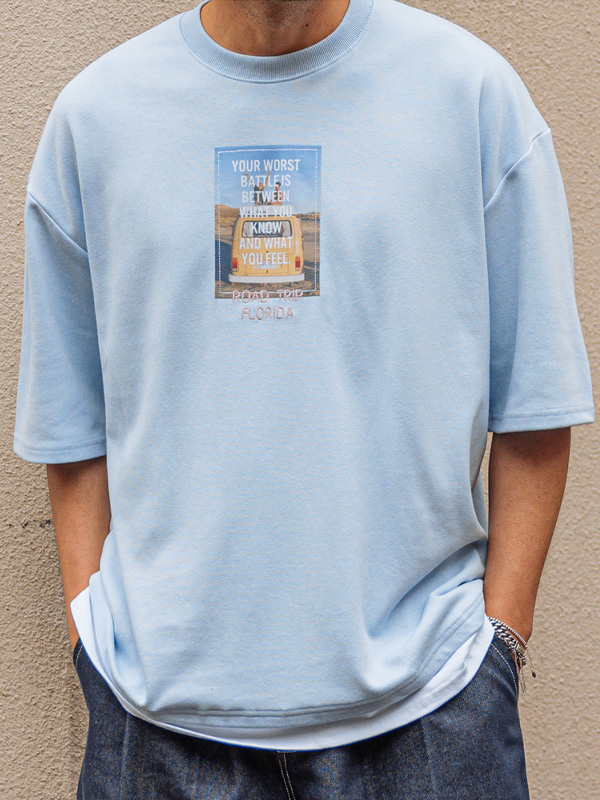 (L-5XL)<br>살랑살랑 로드패치 短袖T恤