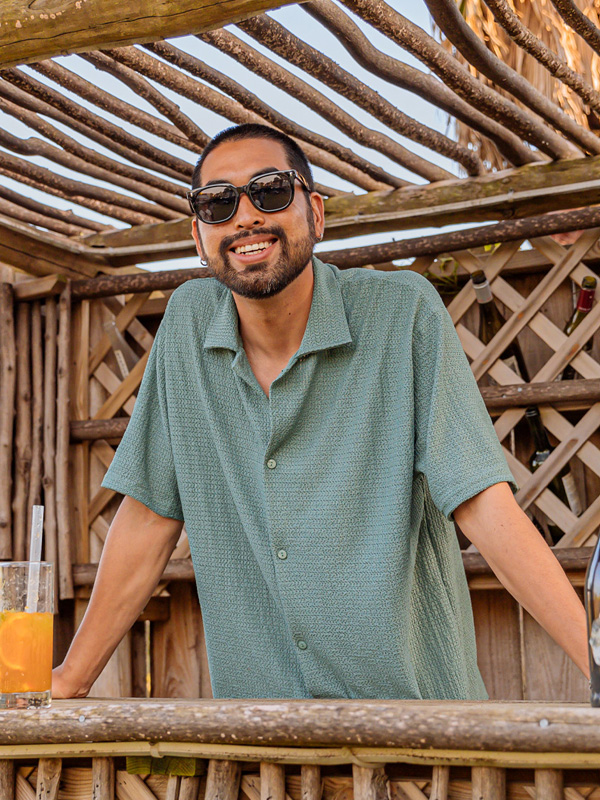 (XL-6XL)<br>스토널 亚麻短袖衬衫