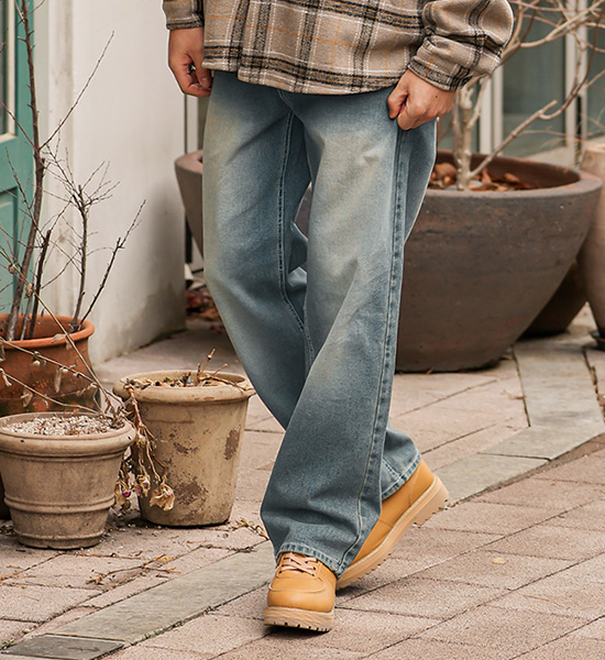 (S-5XL)<BR>데이비츠 半宽配合 牛仔裤 <br><font color="#098a09"><B>选择长度 (基础,长款+8cm)</B></font>