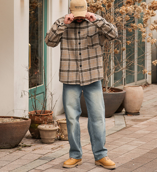 (S-5XL)<BR>데이비츠 半宽配合 牛仔裤 <br><font color="#098a09"><B>选择长度 (基础,长款+8cm)</B></font>