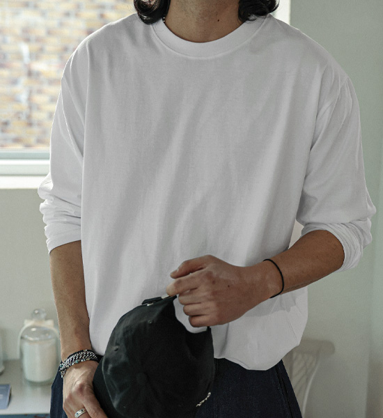 (M-5XL)<br>평화로운 R넥 长袖t恤 <br><font color="#098a09"><B>选择长度 (基础,长款+6cm)</B></font>