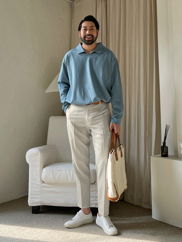 (L~5XL)<BR>모아라사 开领 长袖t恤