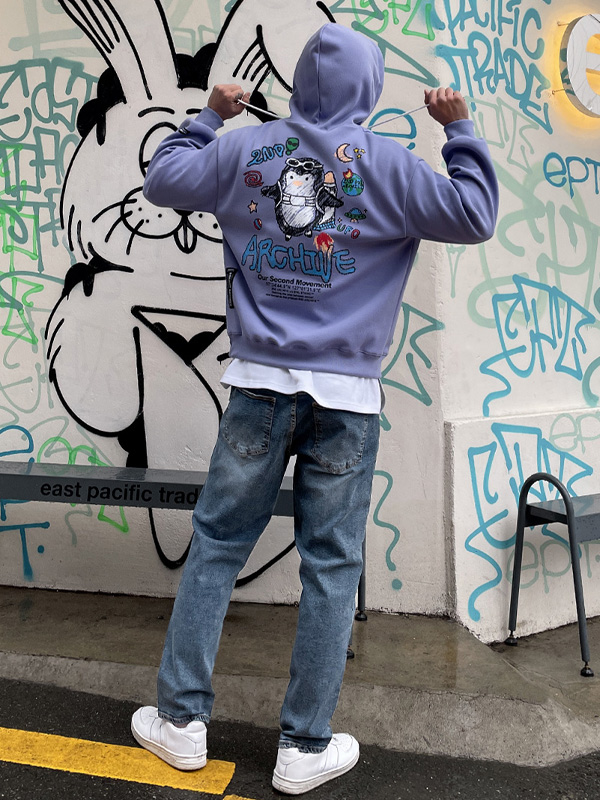 (2XL-5XL)<BR>펭퀸 带帽T恤