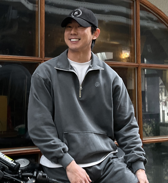 (L-5XL)<BR>우즈리스 颜料 半拉链