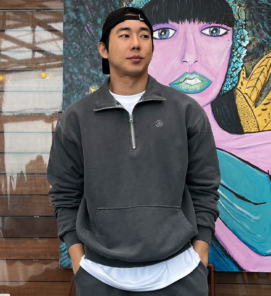 (L-5XL)<BR>우즈리스 颜料 半拉链