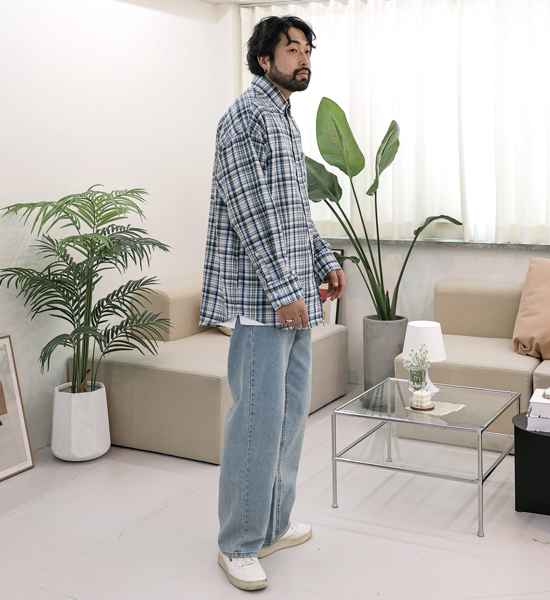 (XL-6XL)<BR>플린저 格子衬衫