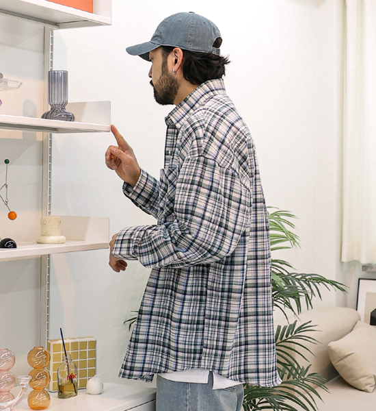 (XL-6XL)<BR>플린저 格子衬衫