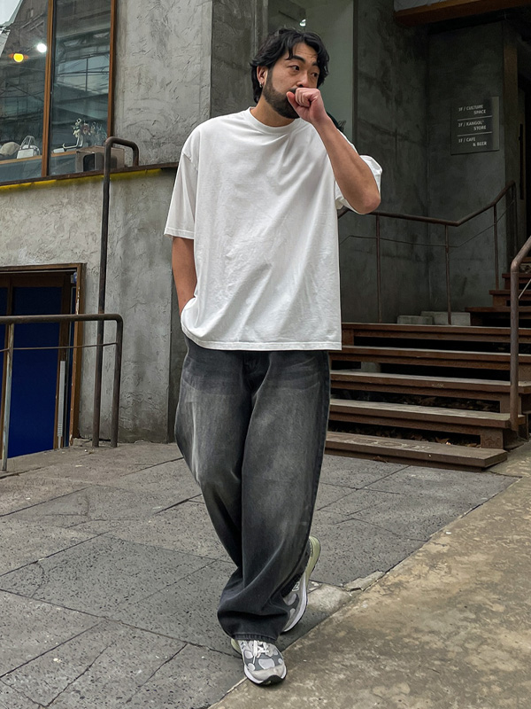 (L-5XL)<BR>테릴 广泛适用 牛仔松紧带裤 4935