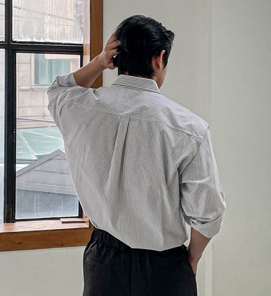 (L-5XL)<br>닐스 牛津 条纹  衬衫
