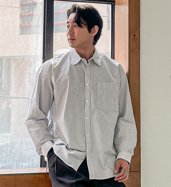 (L-5XL)<br>닐스 牛津 条纹  衬衫