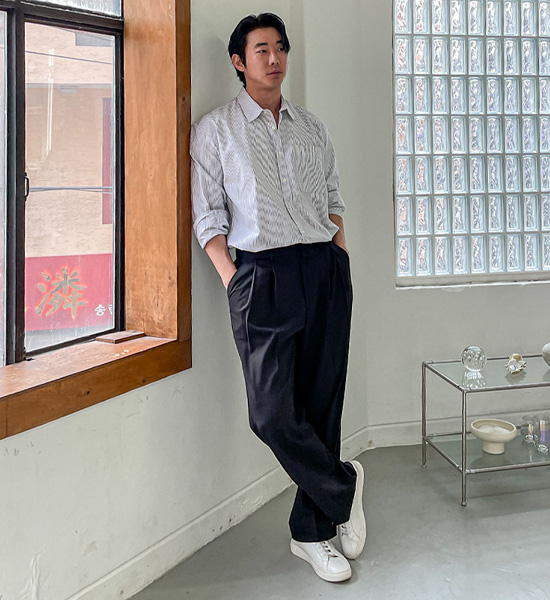 (L-5XL)<br>닐스 牛津 条纹  衬衫