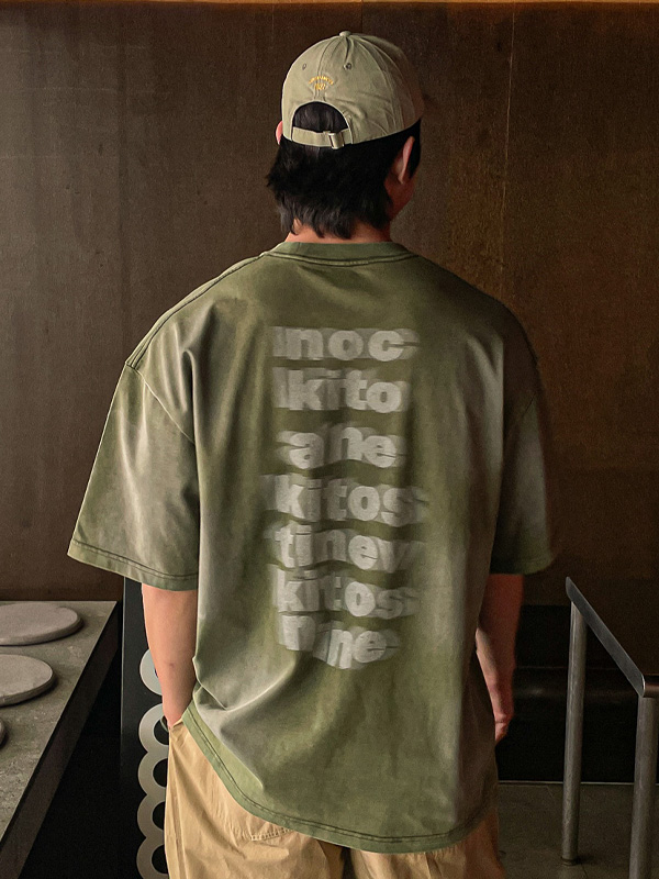 (M-6XL)<BR>모트빌 颜料 短袖T恤 24324