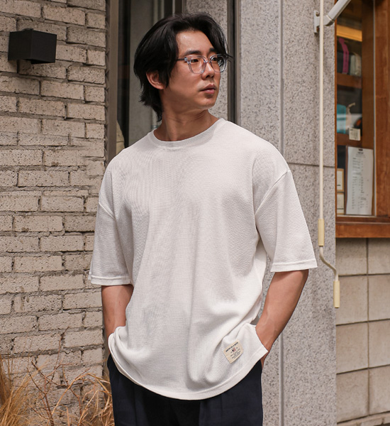 (L-5XL)<BR>다날리 华夫饼 短袖T恤<br><font color="#fb5ec9"><B>[1+1]</B></font>