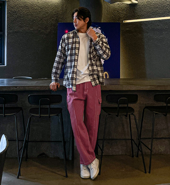 (L-5XL)<BR>타카디 格子衬衫