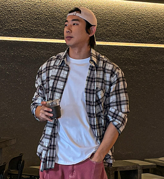 (L-5XL)<BR>타카디 格子衬衫