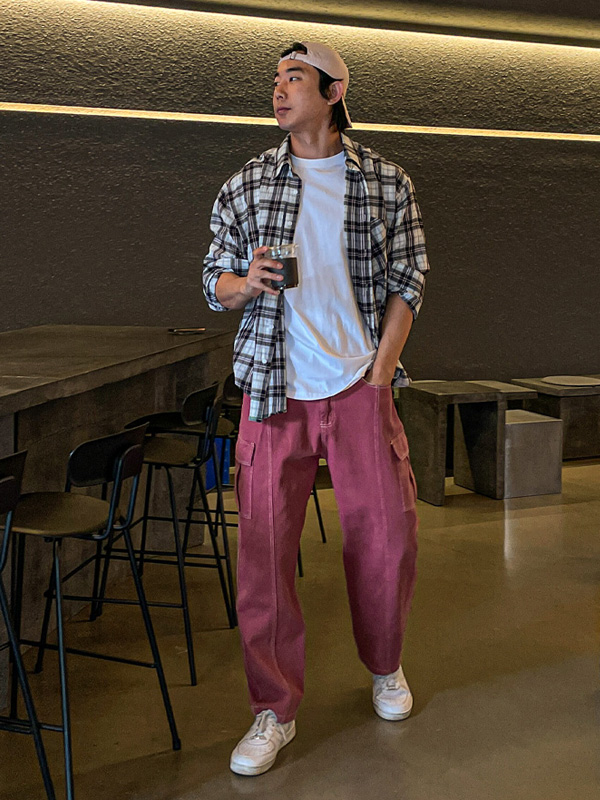 (L-5XL)<BR>타카디 格子衬衫