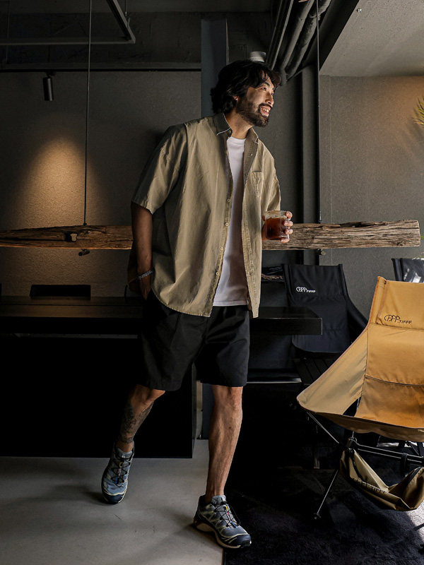 (L-5XL)<BR>노커드 颜料 短袖衬衫