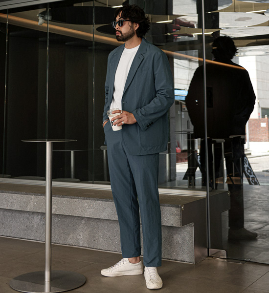 (L-5XL)<br>카퍼다 外套+반디버 标准配合 侧边带 宽松长裤