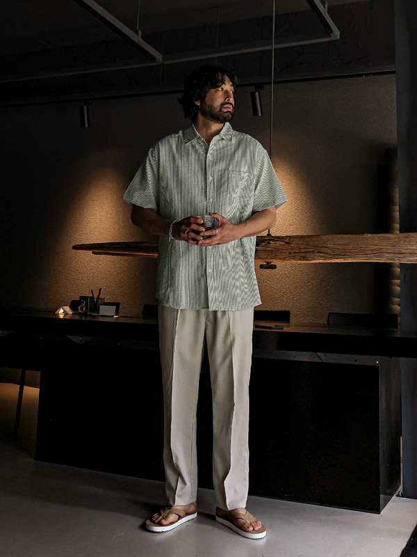 (L-5XL)<br>다드바 条纹 短袖衬衫