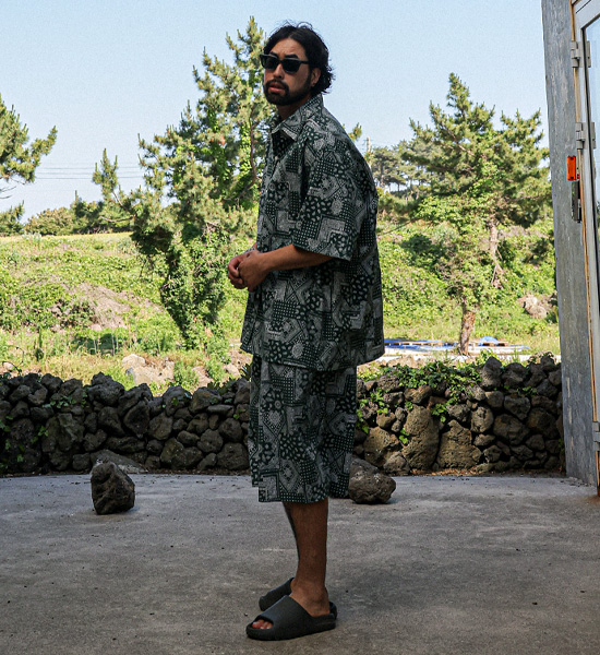 (XL-6XL)<BR>하투니 短袖衬衫+주나파니 6부 松紧带裤