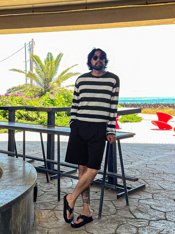 (L-5XL)<BR>시라디 条纹 针织衫