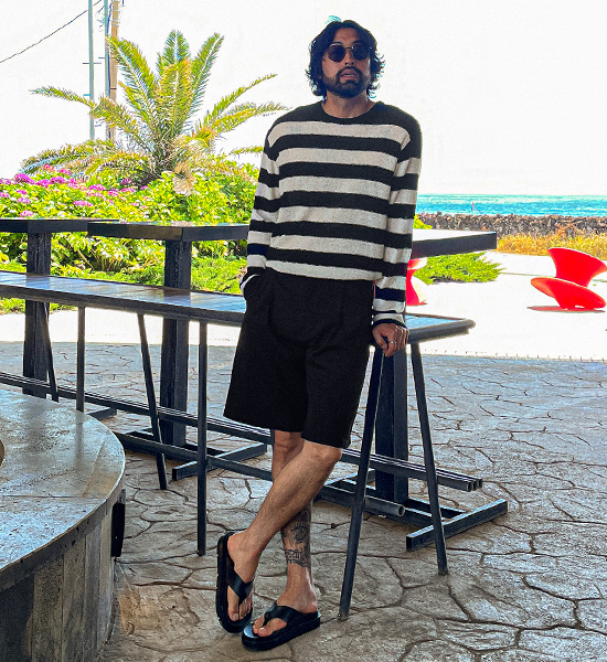 (L-5XL)<BR>시라디 条纹 针织衫