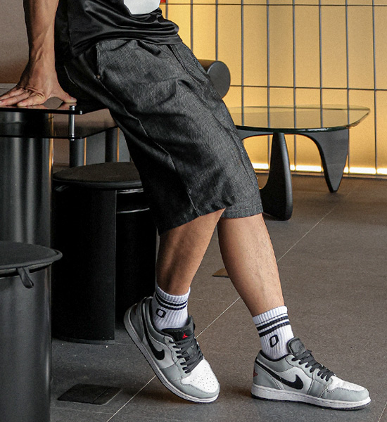 (L-5XL)<BR>란츠보 7부 亚麻无洗牛仔裤 뒷밴딩팬츠