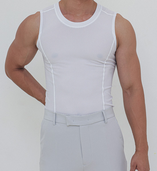 (L-5XL)<BR>마크타퍼 矫正无袖衬衫<br><font color="#fb5ec9"><B>[1+1]</B></font>