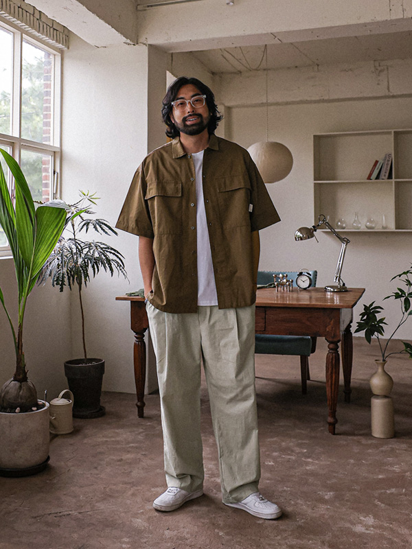 (L-5XL)<BR>타하시 短袖衬衫 1103