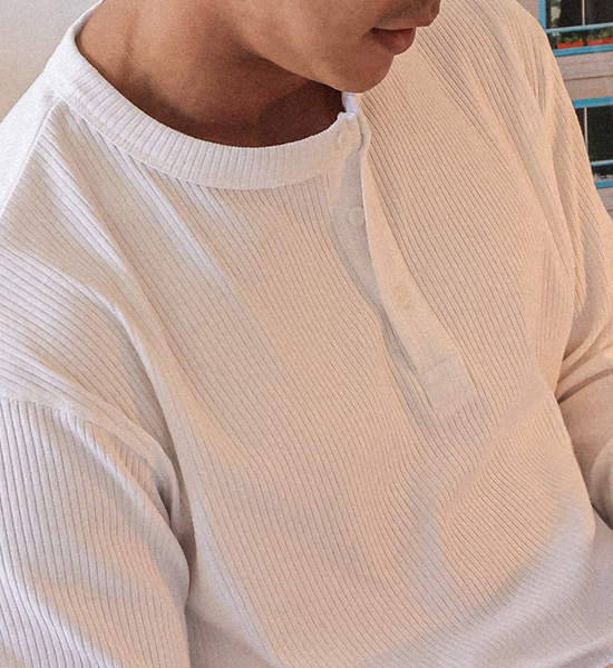 (L-5XL)<BR>티니얼 亨利颈 长袖t恤