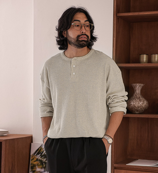 (XL-4XL)<BR>보올리 亨利颈 长袖t恤