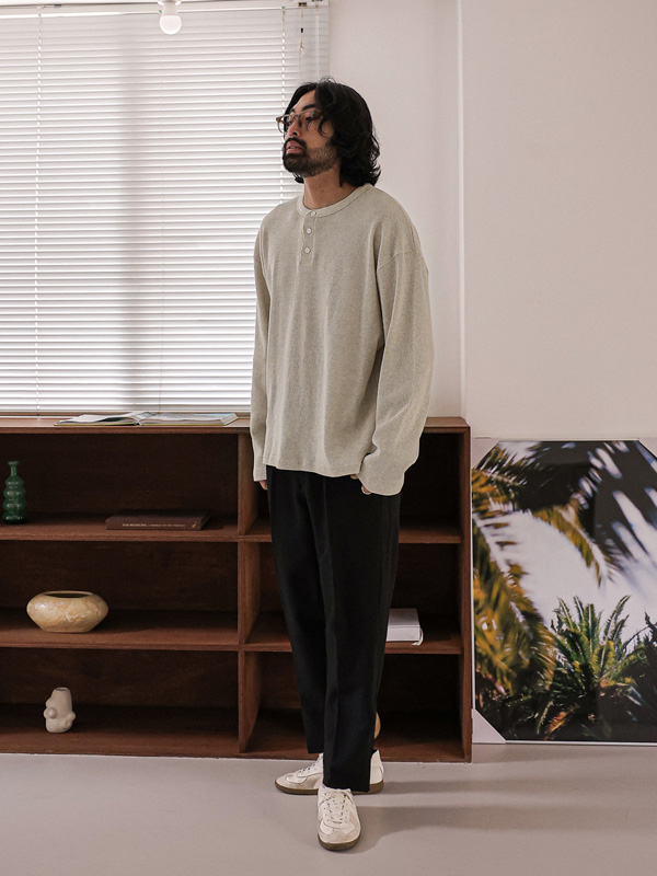 (XL-4XL)<BR>보올리 亨利颈 长袖t恤