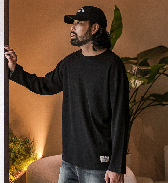 (L-5XL)<BR>나클로 华夫饼 长袖t恤<br><font color="#fb5ec9"><B>[1+1]</B></font>