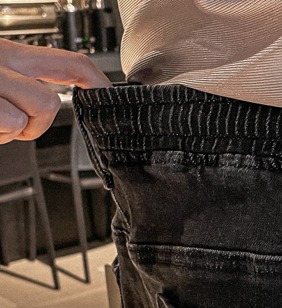 (L-4XL)<BR>비스타라 标准配合 牛仔松紧带裤