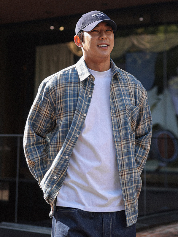 (L-5XL)<BR>다드린 格子衬衫 N002