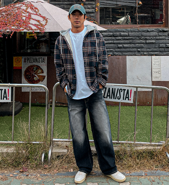 (L-5XL)<BR>소드머 带兜帽的格子衬衫 133