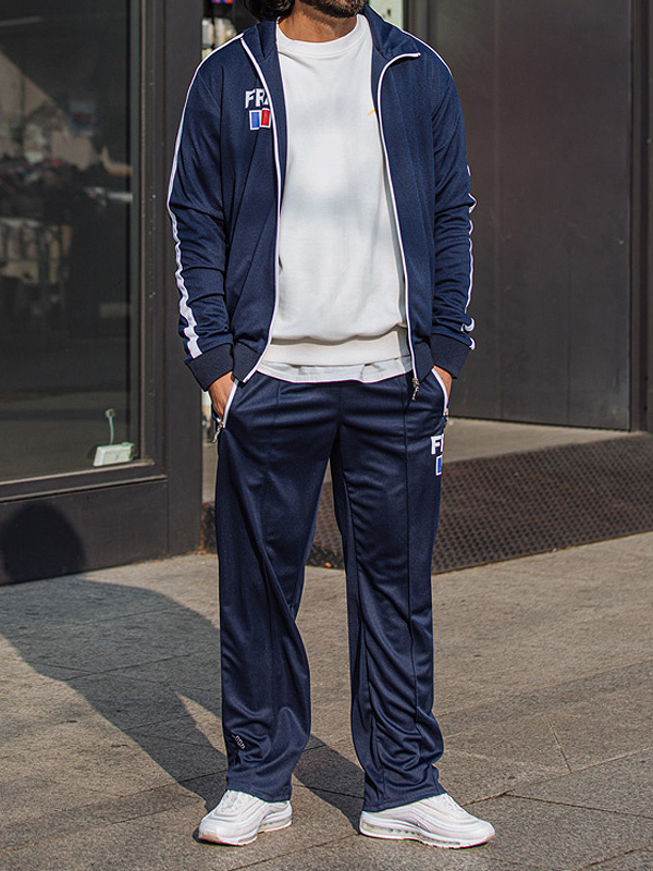 (L-5XL)<BR>바라볼수 없는 프랑스 짚업+카페와 연인 运动服裤子