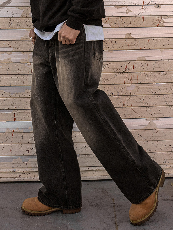 (L-4XL)<BR>유허스트 半宽配合 牛仔松紧带裤 RA-1073