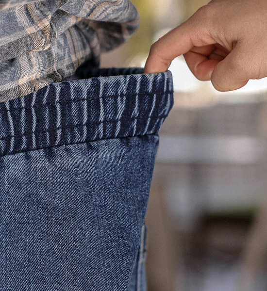 (XL-6XL)<BR>콘다바 半宽配合 牛仔松紧带裤