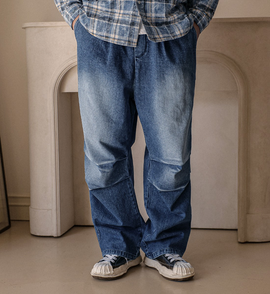 (XL-6XL)<BR>콘다바 半宽配合 牛仔松紧带裤