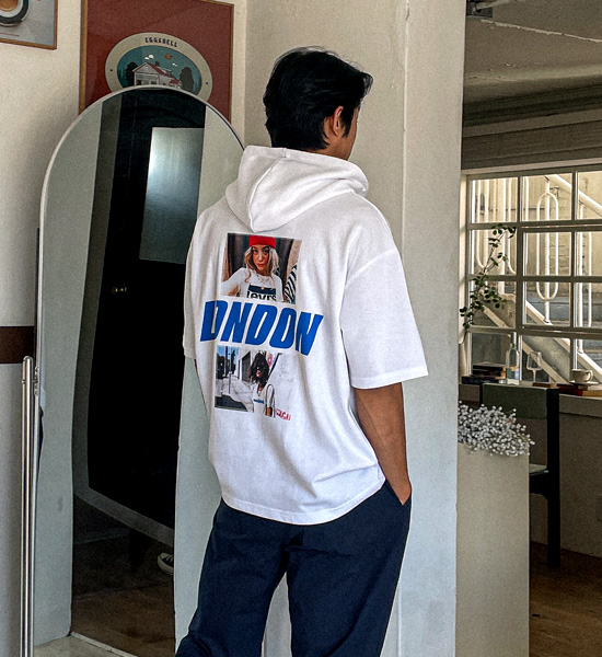 (XL-4XL)<br>러스핀 LONDON 连帽短袖衬衫