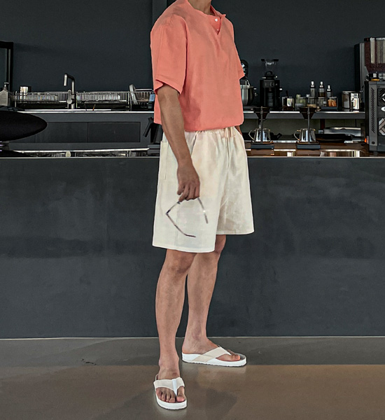 (M-4XL)<br>마카디 亚麻 松紧带短裤 1109