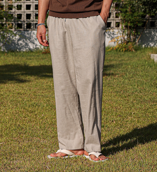 (M-5XL)<BR>듀티 半宽配合 亚麻绑带裤 80