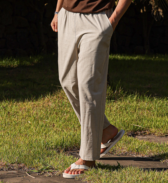 (M-5XL)<BR>듀티 半宽配合 亚麻绑带裤 80