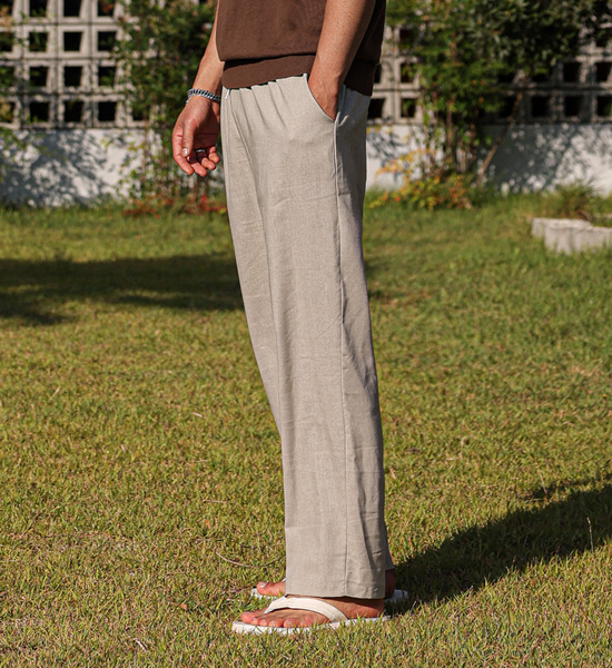 (M-5XL)<BR>듀티 半宽配合 亚麻绑带裤 80