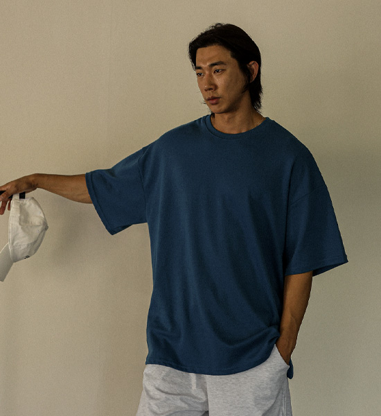 (L-6XL)<br>헤브린 侧缝 短袖T恤